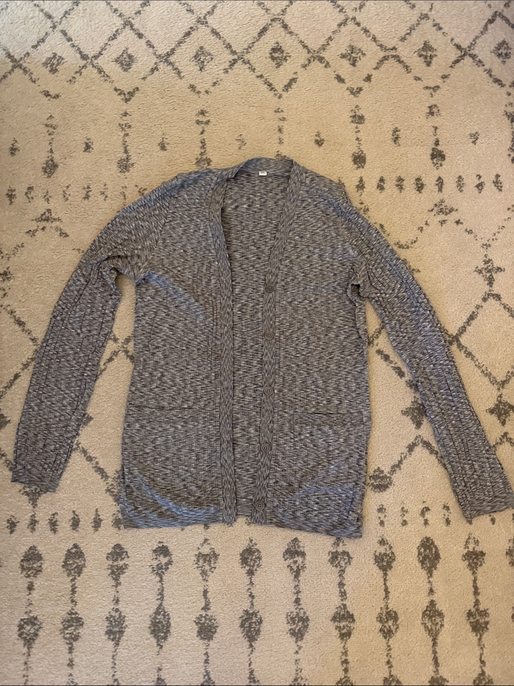 Womens Athleta Open-Front Marled Gray Cardigan Sweater